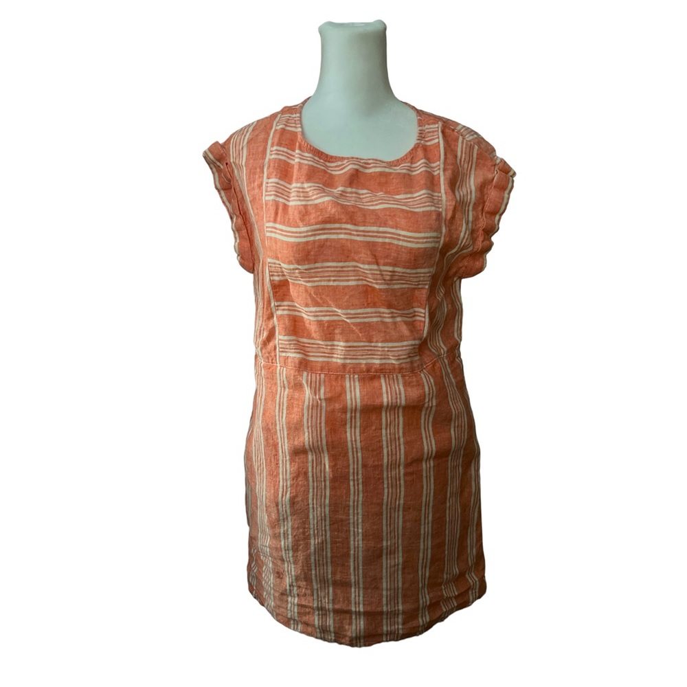 Caslon Light Orange Summer Dress with Rustic Button Back and Short Sleeves P XS